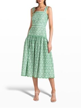 Shoshanna Mirabella Scalloped Eyelet Midi Dress